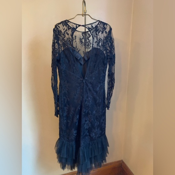 Vintage new leaf lace tulle black dress dance party whimsy goth moody 90’s 80’s - Picture 6 of 9